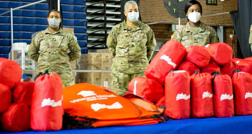 National Guard service members receive care packages for Mothers Day.