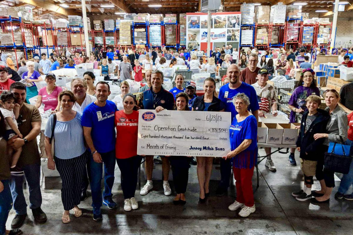 Jersey Mikes presents the donations from their annual Month of Giving