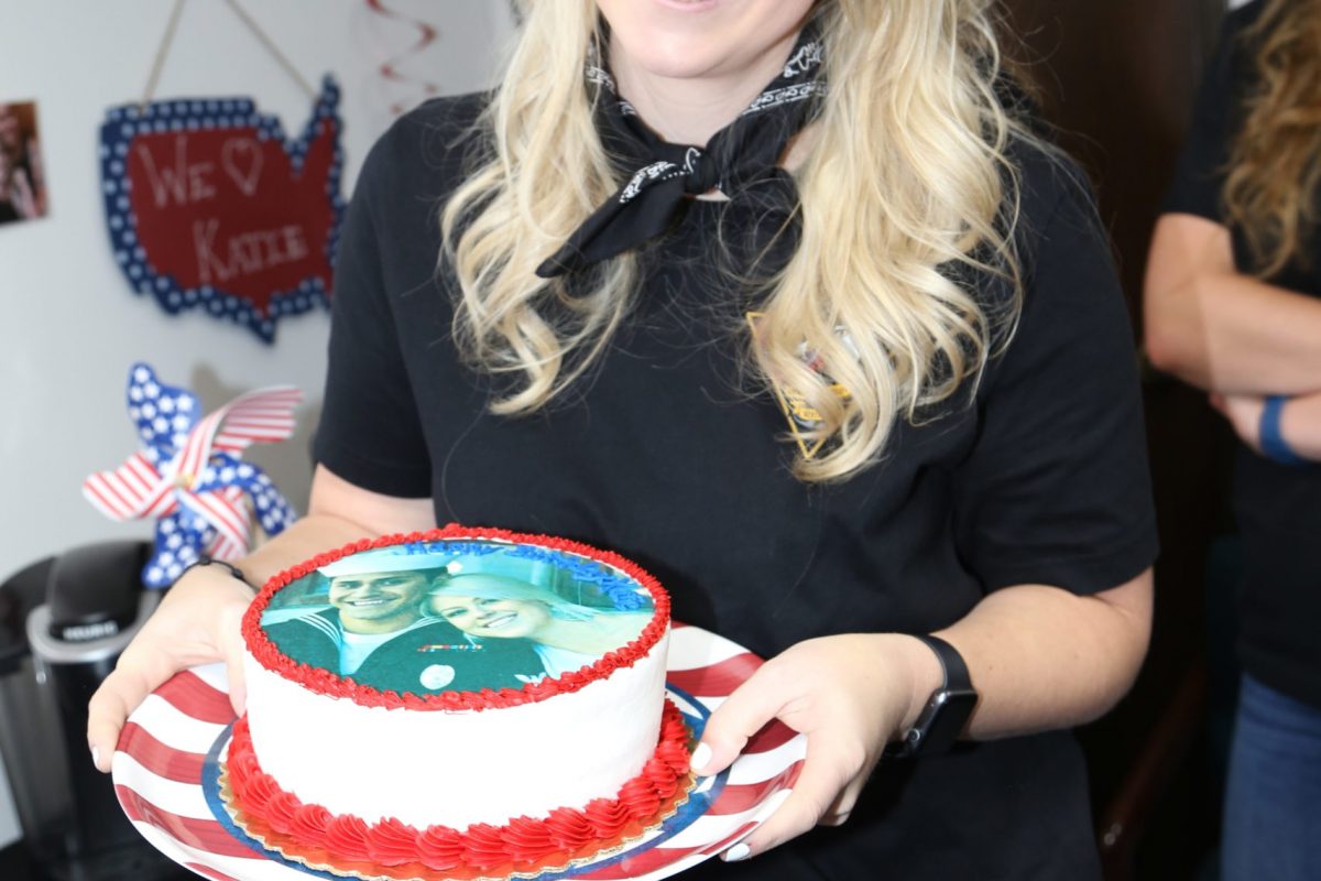 Navy Spouse Katie Celebrating Her Birthday Volunteering at an Assembly Day Event